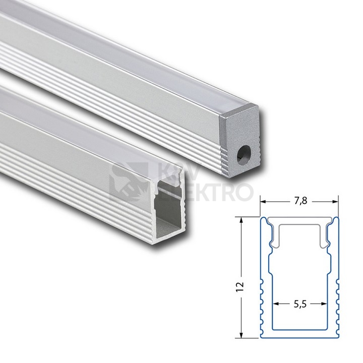 Obrázek produktu Přisazený hliníkový profil McLED PV 8x12mm matný difuzor 2m ML-761.028.43.2 1