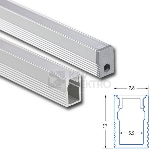 Obrázek produktu Přisazený hliníkový profil McLED PV 8x12mm matný difuzor 2m ML-761.028.43.2 5