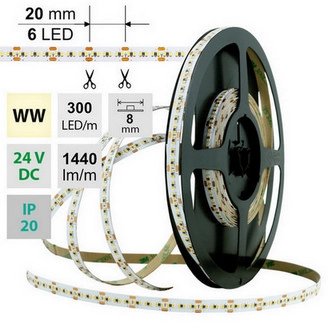 LED pásek McLED 24V teplá bílá š=8mm IP20 18W/m 300LED/m SMD2216 ML-126.736.60.1