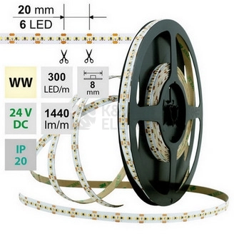 Obrázek produktu LED pásek McLED 24V teplá bílá š=8mm IP20 18W/m 300LED/m SMD2216 ML-126.736.60.1 0