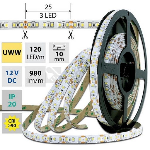 Obrázek produktu  LED pásek McLED 12V ultra teplá bílá CRI90 š=10mm IP20 14W/m 120LED/m SMD2835 ML-121.820.60.0 0