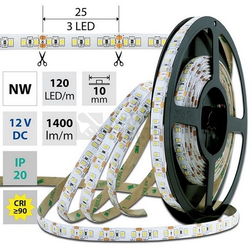 Obrázek produktu LED pásek McLED 12V neutrální bílá CRI90 š=10mm IP20 14W/m 120LED/m SMD2835 ML-121.815.60.2 7