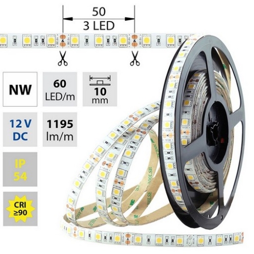 Levně LED pásek McLED 12V neutrální bílá š=10mm IP54 14,4W/m 60LED/m SMD5050 ML-121.675.60.0