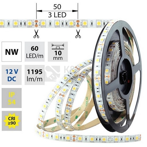 Obrázek produktu LED pásek McLED 12V neutrální bílá š=10mm IP54 14,4W/m 60LED/m SMD5050 ML-121.675.60.0 7