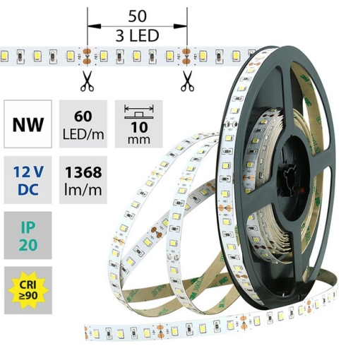 Levně LED pásek McLED 12V neutrální bílá CRI90 š=10mm IP20 14,4W/m 60LED/m SMD2835 ML-121.701.60.2