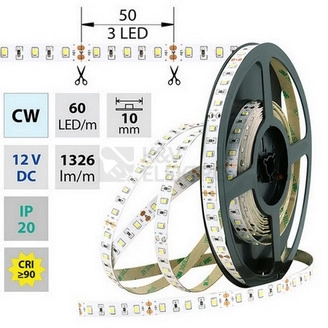Obrázek produktu LED pásek McLED 12V studená bílá CRI90 š=10mm IP20 14,4W/m 60LED/m SMD2835 ML-121.702.60.2 0