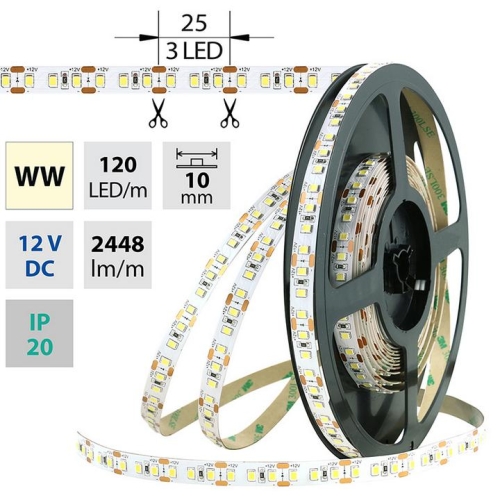 Levně LED pásek McLED 12V teplá bílá š=10mm IP20 28,8W/m 120LED/m SMD2835 ML-121.703.60.0