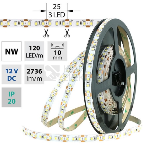 LED pásek McLED 12V neutrální bílá š=10mm IP20 28,8W/m 120LED/m SMD2835 ML-121.704.60.0