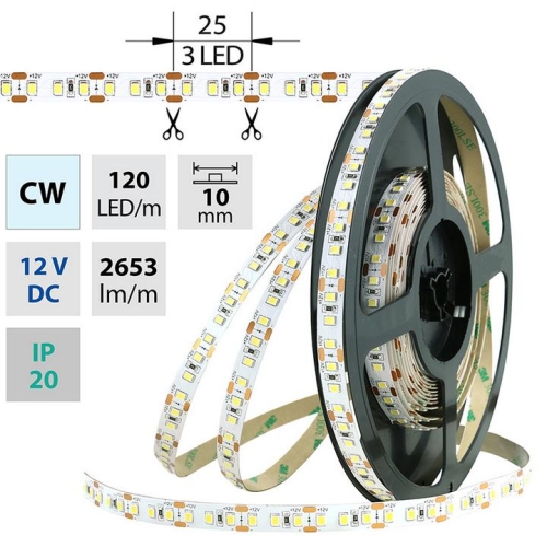 Levně LED pásek McLED 12V studená bílá š=10mm IP20 28,8W/m 120LED/m SMD2835 ML-121.705.60.0