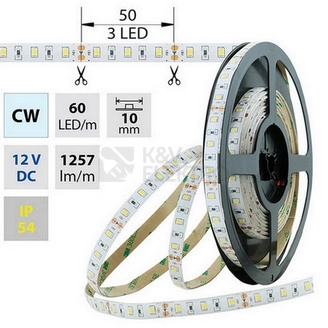Obrázek produktu LED pásek McLED 12V SMD2835 studená bílá 60LED/m 14,4W/m IP54 10mm ML-121.711.60.0 0