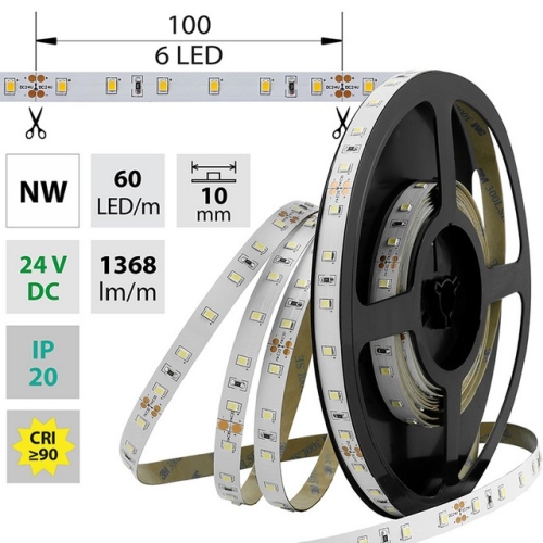 Levně LED pásek McLED 24V neutrální bílá CRI90 š=10mm IP20 14,4W/m 60LED/m SMD2835 ML-126.701.60.2