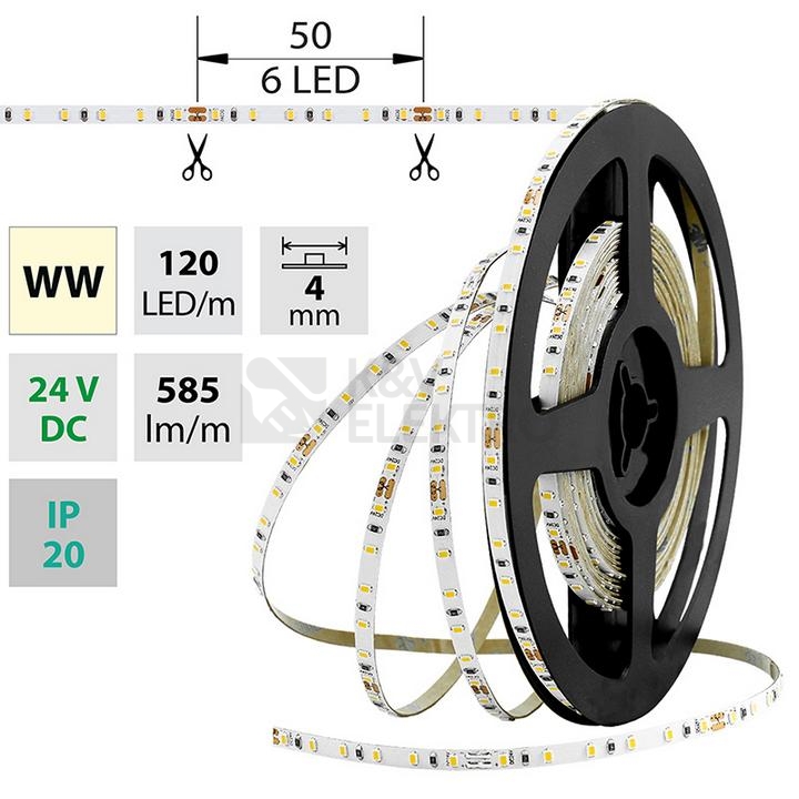 Obrázek produktu  LED pásek McLED 24V teplá bílá š=4mm IP20 7,2W/m 120LED/m SMD2216 ML-126.730.60.0 0