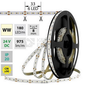 Obrázek produktu LED pásek McLED 24V teplá bílá š=8mm IP20 12W/m 180LED/m SMD2216 ML-126.733.60.0 1