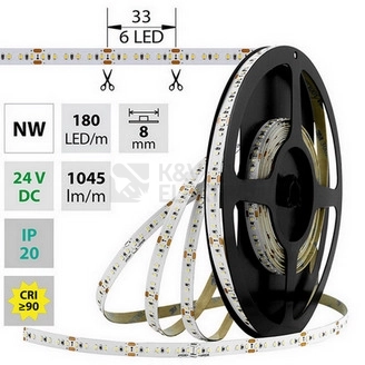 Obrázek produktu LED pásek McLED 24V neutrální bílá š=8mm IP20 12W/m 180LED/m SMD2216 ML-126.734.60.0 1