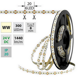 LED pásek McLED 24V teplá bílá š=8mm IP20 18W/m 300LED/m SMD2216 ML-126.736.60.0