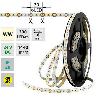 LED pásek McLED 24V teplá bílá š=8mm IP20 18W/m 300LED/m SMD2216 ML-126.736.60.0