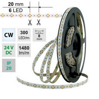 LED pásek McLED 24V studená bílá š=8mm IP20 18W/m 300LED/m SMD2216 ML-126.738.60.0 (obrázek 3)