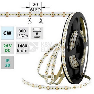 Obrázek produktu LED pásek McLED 24V studená bílá š=8mm IP20 18W/m 300LED/m SMD2216 ML-126.738.60.0 0