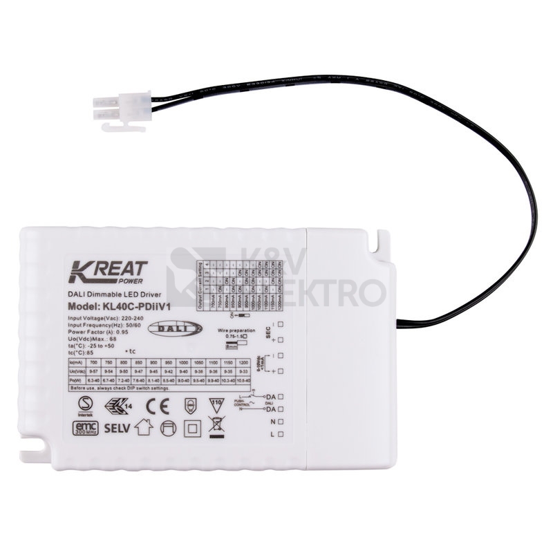 Obrázek produktu  Stmívatelný LED driver DALI 40W 700-1050mA ke svítidlům McLED Office ML-419.035.32.0 0