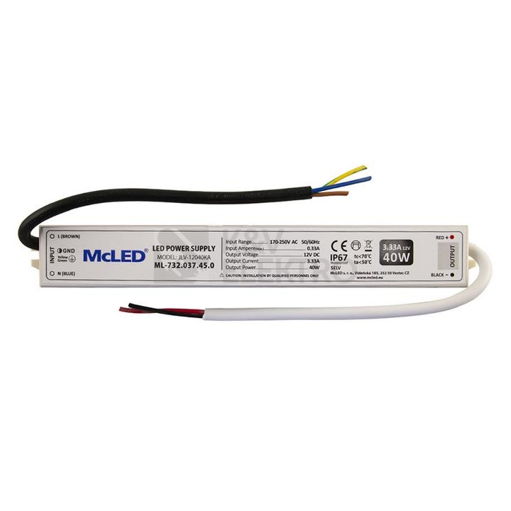 Obrázek produktu LED napájecí zdroj McLED 12VDC 3,33A 40W IP67 ML-732.037.45.0 2