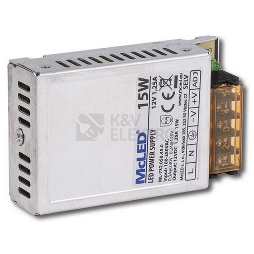 Obrázek produktu LED napájecí zdroj McLED 12VDC 1,25A 15W ML-732.050.45.0 2