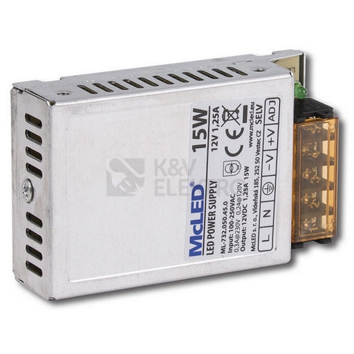 Obrázek produktu LED napájecí zdroj McLED 12VDC 1,25A 15W ML-732.050.45.0 3