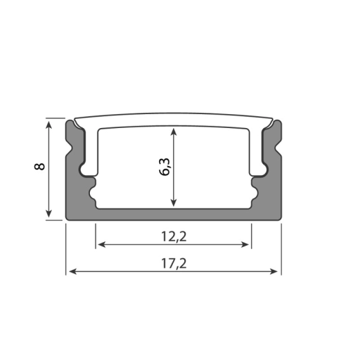 Přisazený hliníkový profil McLED PQ 17x8mm s mléčným difuzorem 2,5m ML-761.001.43.0 (obrázek 5)