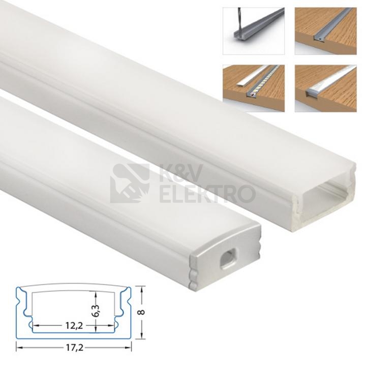 Obrázek produktu Přisazený hliníkový profil McLED PQ 17x8mm s mléčným difuzorem 2,5m ML-761.001.43.0 4