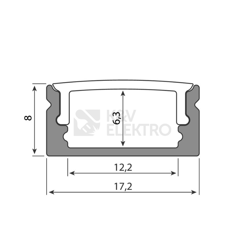 Obrázek produktu Přisazený hliníkový profil McLED PQ 17x8mm s mléčným difuzorem 2,5m ML-761.001.43.0 6