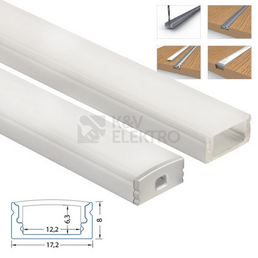 Obrázek produktu Přisazený hliníkový profil McLED PQ 17x8mm s mléčným difuzorem 2,5m ML-761.001.43.0 6