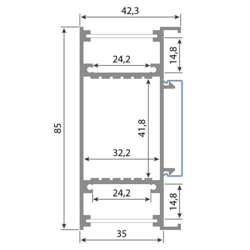 Nástěnný hliníkový profil McLED NB 42x85mm s mléčným difuzorem 1m ML-761.027.43.1 (obrázek 5)