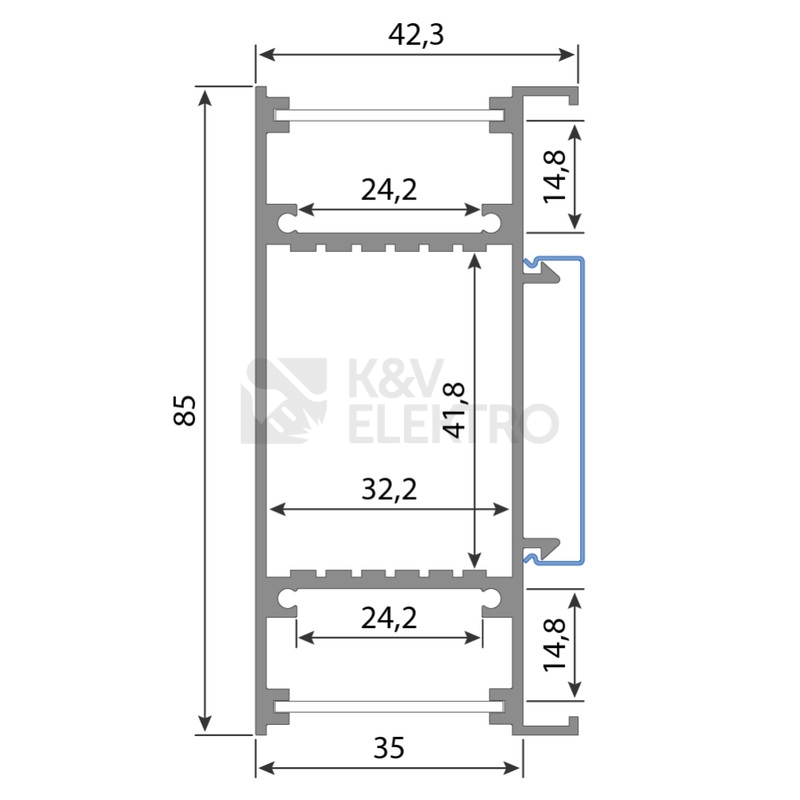 Obrázek produktu Nástěnný hliníkový profil McLED NB 42x85mm s mléčným difuzorem 2m ML-761.027.43.2 1