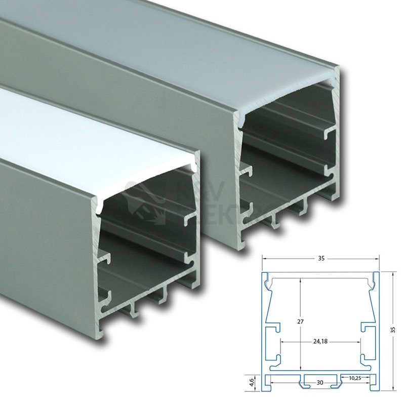 Obrázek produktu Přisazený hliníkový profil McLED PN 35x35mm s mléčným difuzorem 1m ML-761.089.02.1 3