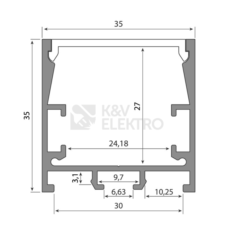 Obrázek produktu Přisazený hliníkový profil McLED PN 35x35mm s mléčným difuzorem 1m ML-761.089.02.1 5