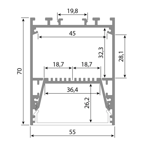 Závěsný hliníkový profil McLED ZT 55x70mm s matným difuzorem 1m ML-761.091.02.1 (obrázek 4)