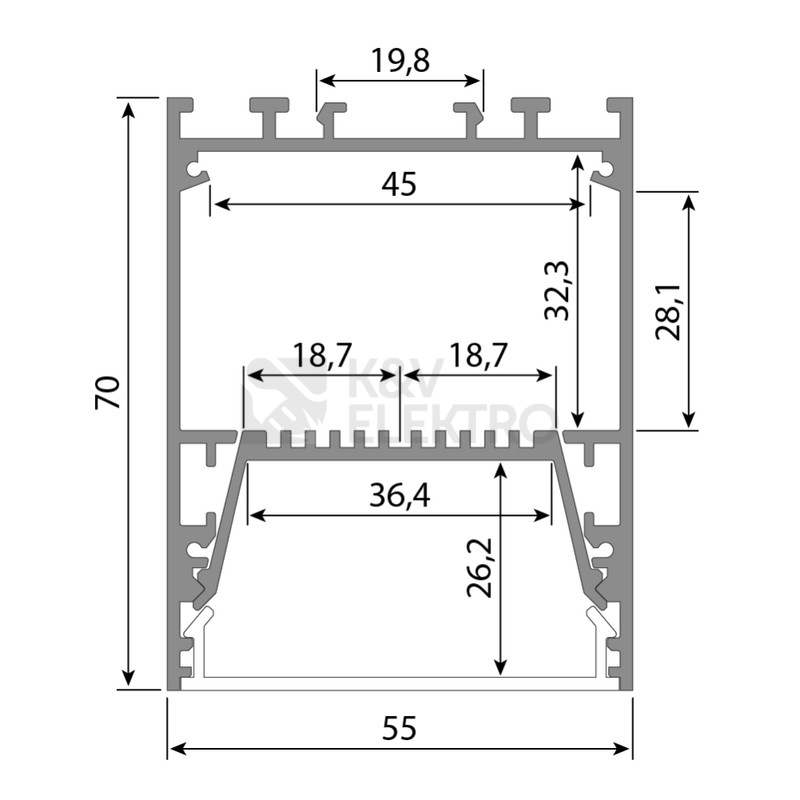 Obrázek produktu Závěsný hliníkový profil McLED ZT 55x70mm s matným difuzorem 1m ML-761.091.02.1 4