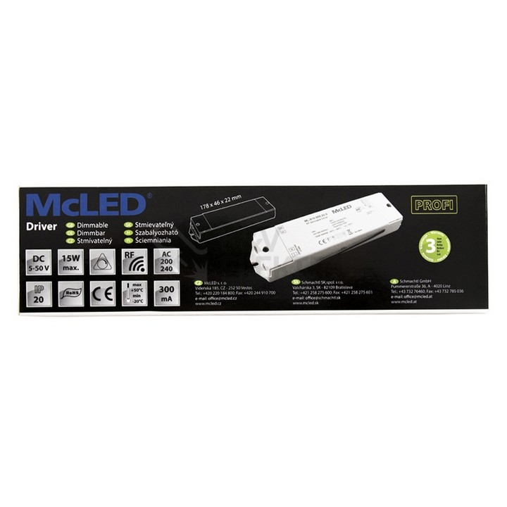 Obrázek produktu RF stmívatelný driver 300mA McLED ML-910.005.22.0 3