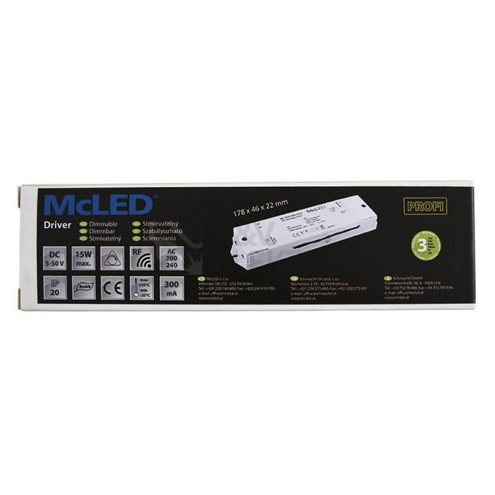 Obrázek produktu RF stmívatelný driver 300mA McLED ML-910.005.22.0 9