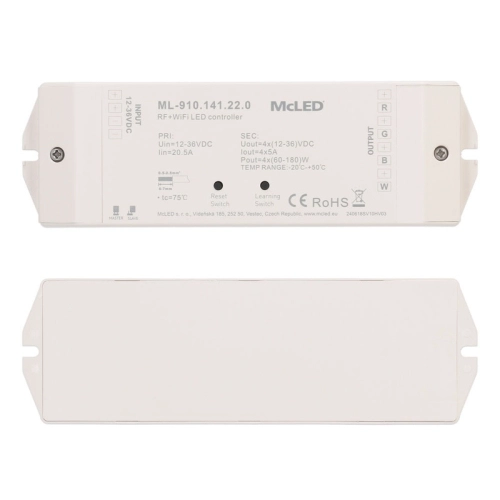 Přijímač řízení jasu RGBW McLED ML-910.141.22.0 RF a Wifi CCT 4 kanály 4x5A 12-36V (obrázek 5)