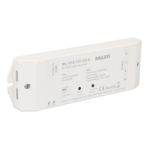 Přijímač řízení jasu RGBW McLED ML-910.141.22.0 RF a Wifi CCT 4 kanály 4x5A 12-36V (obrázek 6)