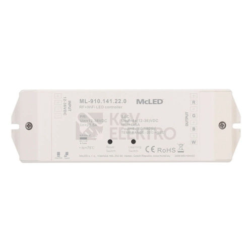 Přijímač řízení jasu RGBW McLED ML-910.141.22.0 RF a Wifi CCT 4 kanály 4x5A 12-36V