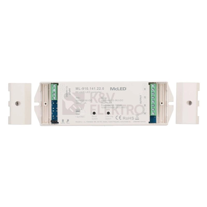 Obrázek produktu Přijímač řízení jasu RGBW McLED ML-910.141.22.0 RF a Wifi CCT 4 kanály 4x5A 12-36V 4