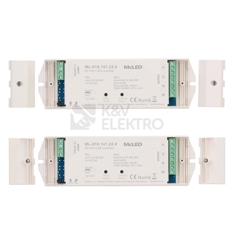 Obrázek produktu Přijímač řízení jasu RGBW McLED ML-910.141.22.0 RF a Wifi CCT 4 kanály 4x5A 12-36V 6