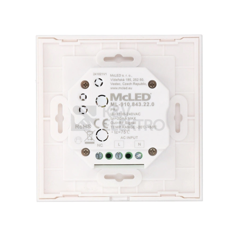 Obrázek produktu RF nástěnný ovladač RGBW McLED ML-910.843.22.0 1