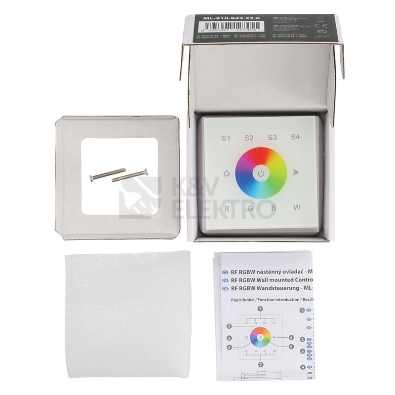 Obrázek produktu RF nástěnný ovladač RGBW McLED ML-910.843.22.0 2