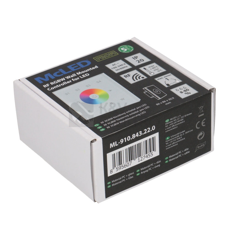 Obrázek produktu RF nástěnný ovladač RGBW McLED ML-910.843.22.0 6