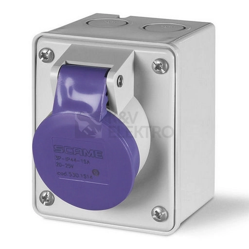 Obrázek produktu Zásuvka nástěnná Scame 530.1610 IEC309 2P 16A 20-25V 50/60Hz IP44 0