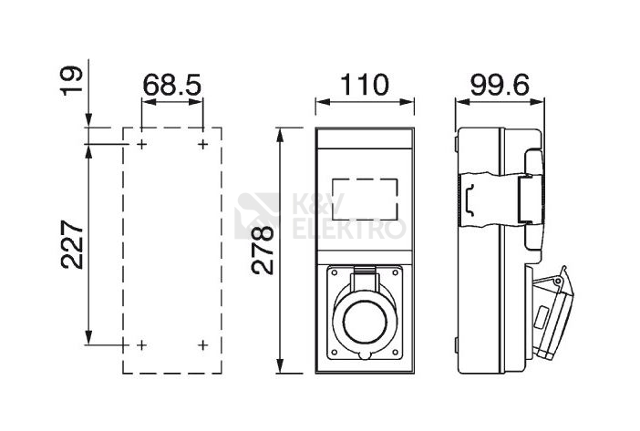 Obrázek produktu Zásuvková skříň SCAME 632.2W-001F3 jištěná s chráničem 1