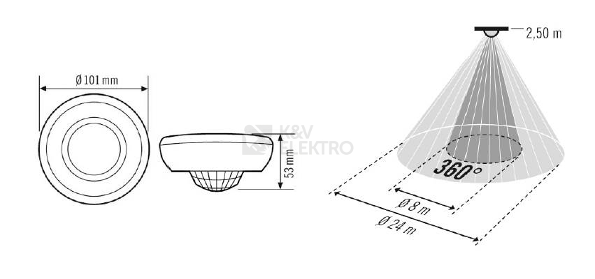 Obrázek produktu  Pohybové čidlo stropní ESYLUX MD 360/24 BASIC bílá 2300W 10A IP40 EB10430848 1