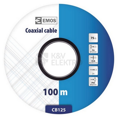 Obrázek produktu Koaxiální kabel CB125 EMOS S5385 bílý 3